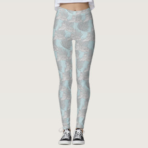 Leggings de padrão de selva azul