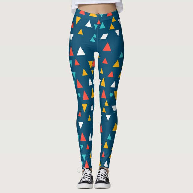 Leggings de padrão de triângulo geométrico colorid (Frente)