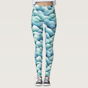 Leggings de padrão de turquesa de cor d'água das o