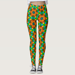 Leggings de padrão de vidro manchado