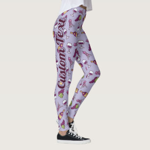 Leggings de padrão de vinho tinto