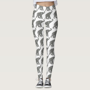 Leggings de Padrão Elefante Aztec, de Tribo Étnica