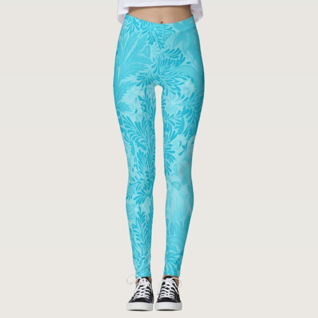 Leggings de padrão floral azul (Frente)