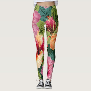 Leggings de padrão floral do Hibiscus
