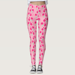 Leggings de Padrão Floral Girly Lotus Fllower