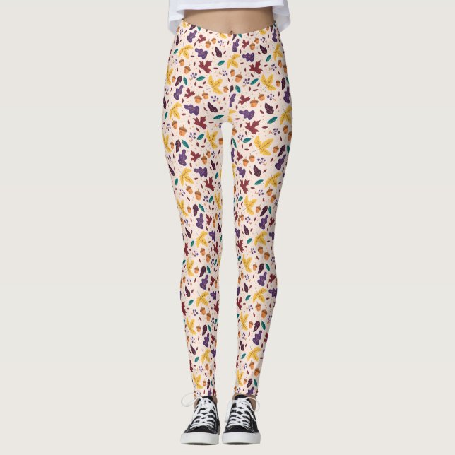 Leggings de padrão Folha Amarelo de Chocolaty (Frente)