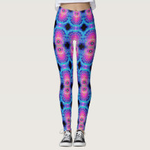 Leggings de Padrão Fractal de Neon Cósmico