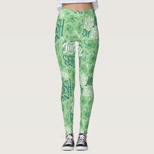Leggings de padrão irlandês para Dia de São Patríc (Frente)