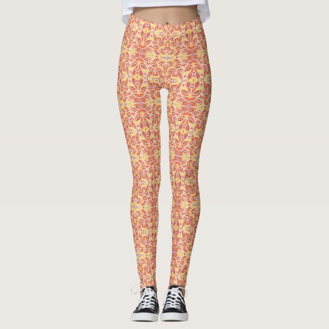 Leggings de padrão laranja Citrus Delight (Frente)