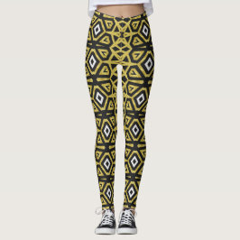 Leggings de padrão negro e Dourado ★ Tribo Funky I