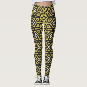 Leggings de padrão negro e Dourado ★ Tribo Funky I