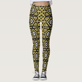 Leggings de padrão negro e Dourado ★ Tribo Funky I