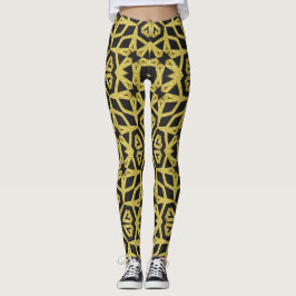 Leggings de padrão negro e Dourado ★ Tribo Funky I