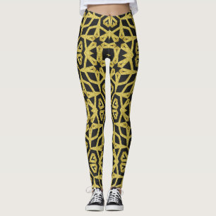 Leggings de padrão negro e Dourado ★ Tribo Funky I
