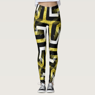 Leggings de padrão negro e Dourado ★ Zebra II algu