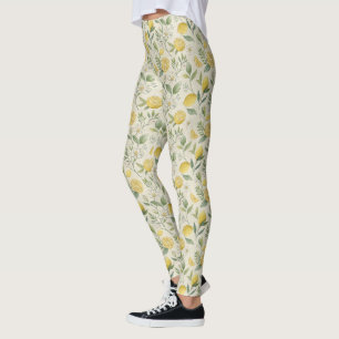 Leggings de padrão para limões e flores