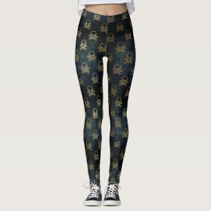 Leggings de padrão preto e Dourado