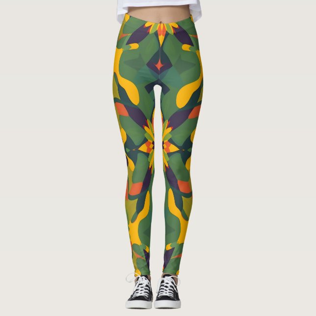 Leggings de padrão sem aparência vibrantes - Deco  (Frente)
