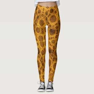 Leggings de padrão Steampunk Ouro Brown