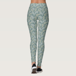 Leggings de padrão Teal-Cream Paisley