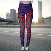 Leggings De Padrão Vermelho E Azul Negrito