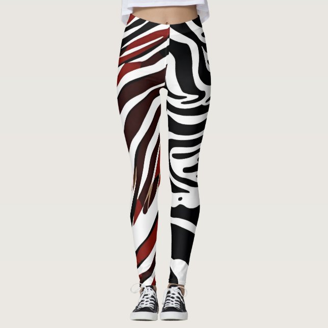 Leggings de padrão zebra opostas (Frente)
