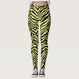 Leggings de padrões animais de zebra amarela e neg