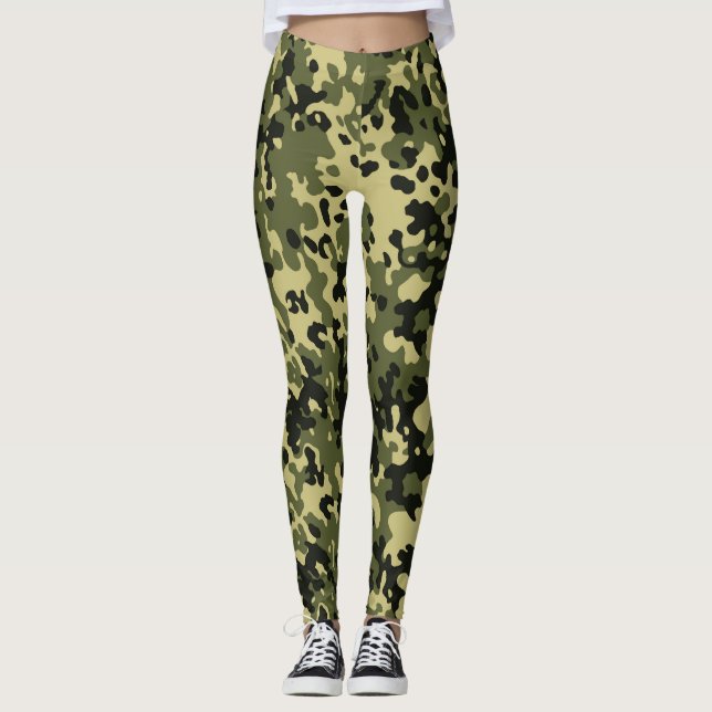 Leggings de padrões da Camo Verde (Frente)