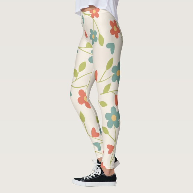 Leggings de padrões das flores da primavera (Esquerda)