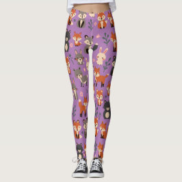 Leggings de padrões de animais de madeira