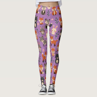 Leggings de padrões de animais de madeira