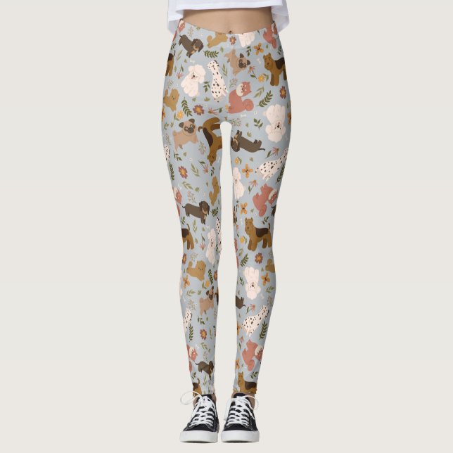 Leggings de padrões de cães (Frente)