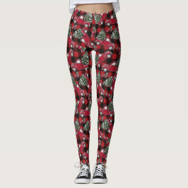 Leggings de padrões de caminhões de árvore natalíc