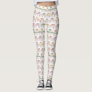 Leggings de Padrões de Gato Bonito
