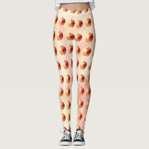 Leggings de Padrões de Maçã Rustic Watercolor
