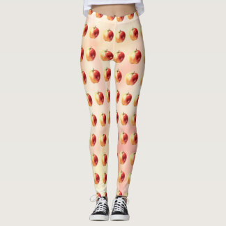 Leggings de Padrões de Maçã Rustic Watercolor