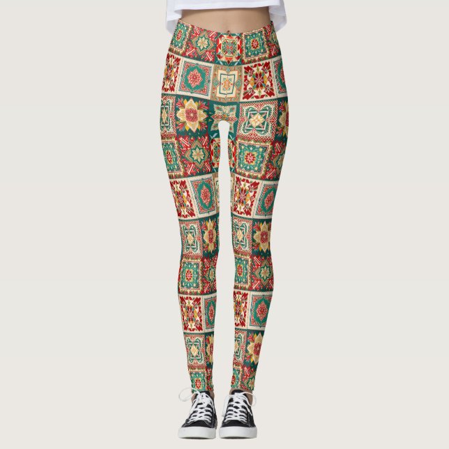 Leggings de padrões de Natal (Frente)