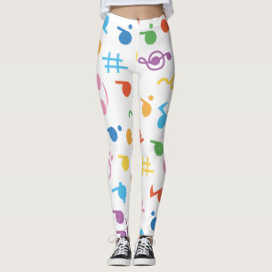 Leggings de padrões de notas de música coloridas