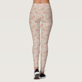 Leggings De Padrões De Paisley Castanho-Fumo