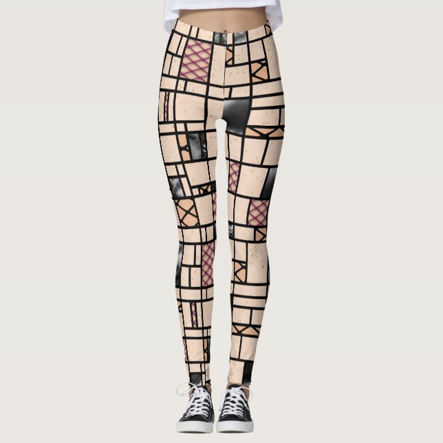 Leggings de padrões de pele e couro da arte modern (Frente)