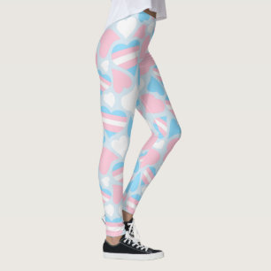 Leggings de padrões do coração do orgulho trans