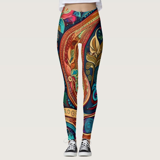 Leggings de Paisley Indígenas Elegante (Frente)