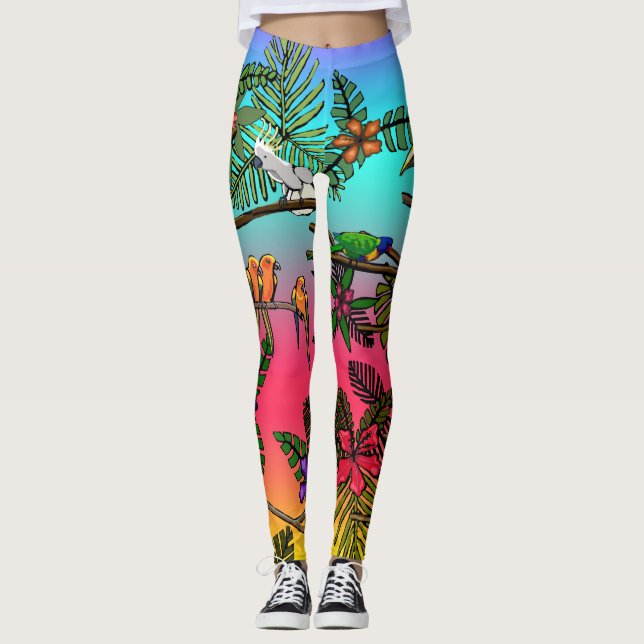 Leggings de Pássaro Tropical (Frente)