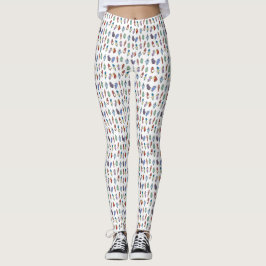Leggings de Pássaros de Cartoon Quirky