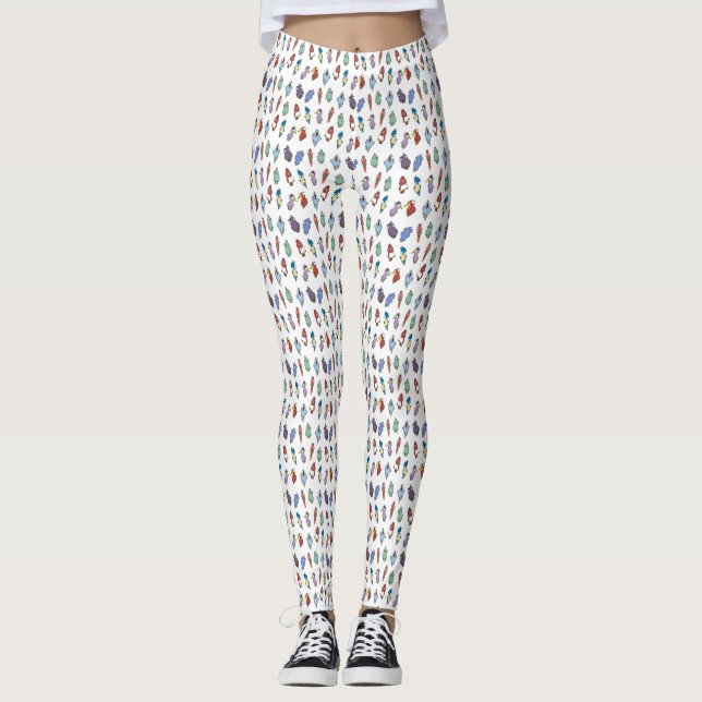 Leggings de Pássaros de Cartoon Quirky (Frente)