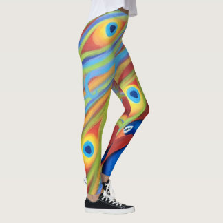 Leggings de Pavão Vermelho