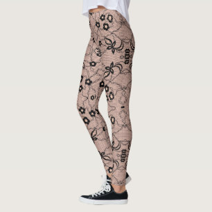 Leggings de peixes pretos com flores