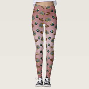 Leggings de peixes tropicais (Dusty Pink Mix)