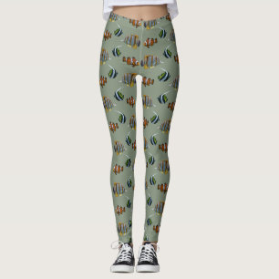 Leggings de peixes tropicais (verdes)