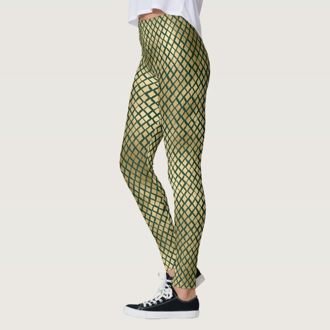 Leggings de pele de Emerald Green e Dourada Cobra (Esquerda)